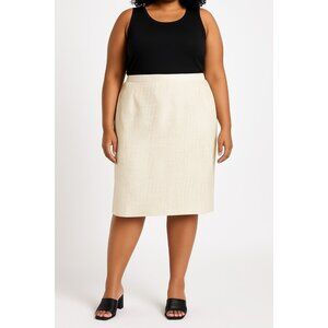 The Answer Beige Linen Silk Blend Snakeskin Print Skirt Women's Plus Size 24W